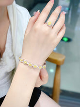 Load image into Gallery viewer, LUOWEND 18K White Gold Real Natural Yellow Diamond Bracelet for Women