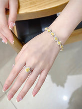 Load image into Gallery viewer, LUOWEND 18K White Gold Real Natural Yellow Diamond Bracelet for Women