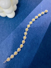 Load image into Gallery viewer, LUOWEND 18K White Gold Real Natural Yellow Diamond Bracelet for Women
