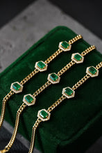 Load image into Gallery viewer, LUOWEND 18K Yellow Gold Real Natural Emerald Bracelet for Women
