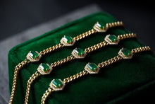 Load image into Gallery viewer, LUOWEND 18K Yellow Gold Real Natural Emerald Bracelet for Women