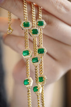 Load image into Gallery viewer, LUOWEND 18K Yellow Gold Real Natural Emerald Bracelet for Women