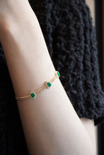 Load image into Gallery viewer, LUOWEND 18K Yellow Gold Real Natural Emerald Bracelet for Women