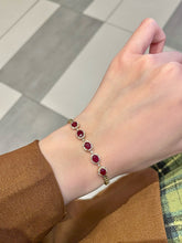 Load image into Gallery viewer, LUOWEND 18K Yellow Gold Natural Ruby Bracelet for Women