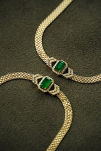 Load image into Gallery viewer, LUOWEND 18K Yellow Gold Real Natural Emerald Bracelet for Women