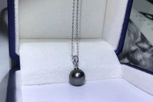 Load image into Gallery viewer, LUOWEND 18K White Gold Natural Tahiti Black Pearl Necklace for Women