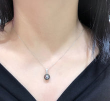 Load image into Gallery viewer, LUOWEND 18K White Gold Natural Tahiti Black Pearl Necklace for Women