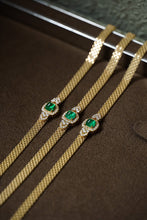 Load image into Gallery viewer, LUOWEND 18K Yellow Gold Real Natural Emerald Bracelet for Women