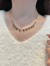 Load image into Gallery viewer, LUOWEND 18K Yellow Gold Natural Sapphire Necklace for Women