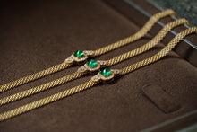 Load image into Gallery viewer, LUOWEND 18K Yellow Gold Real Natural Emerald Bracelet for Women