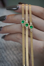 Load image into Gallery viewer, LUOWEND 18K Yellow Gold Real Natural Emerald Bracelet for Women