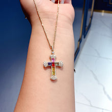 Load image into Gallery viewer, LUOWEND 18K Yellow Gold Natural Color Sapphire Pendant for Women