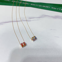 Load image into Gallery viewer, LUOWEND 18K Yellow Gold Natural Color Sapphire Necklace for Women