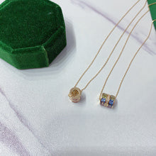 Load image into Gallery viewer, LUOWEND 18K Yellow Gold Natural Color Sapphire Necklace for Women