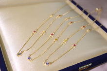 Load image into Gallery viewer, LUOWEND 18K Yellow Gold Real Natural Aquamarine Necklace for Women