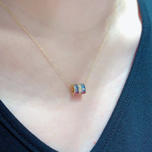 Load image into Gallery viewer, LUOWEND 18K Yellow Gold Natural Color Sapphire Necklace for Women