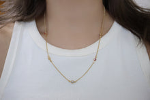 Load image into Gallery viewer, LUOWEND 18K Yellow Gold Real Natural Aquamarine Necklace for Women