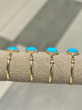 Load image into Gallery viewer, LUOWEND 18K Yellow Gold Natural Turquoise Ring for Women