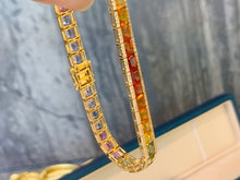 Load image into Gallery viewer, LUOWEND 18K Yellow Gold Natural Color Sapphire Bracelet for Women