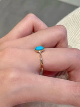 Load image into Gallery viewer, LUOWEND 18K Yellow Gold Natural Turquoise Ring for Women