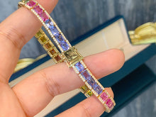 Load image into Gallery viewer, LUOWEND 18K Yellow Gold Natural Color Sapphire Bracelet for Women