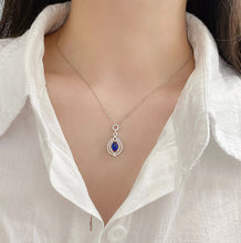 Load image into Gallery viewer, LUOWEND 18K White Gold Real Natural Diamond and Sapphire Necklace for Women