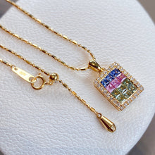 Load image into Gallery viewer, LUOWEND 18K Yellow Gold Natural Color Sapphire Pendant for Women