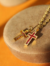 Load image into Gallery viewer, LUOWEND 18K Yellow Gold Real Natural Diamond and Ruby Necklace for Women