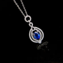 Load image into Gallery viewer, LUOWEND 18K White Gold Real Natural Diamond and Sapphire Necklace for Women