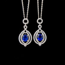 Load image into Gallery viewer, LUOWEND 18K White Gold Real Natural Diamond and Sapphire Necklace for Women