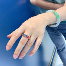 Load image into Gallery viewer, LUOWEND 18K Yellow Gold Natural Color Sapphire Ring for Women