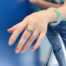 Load image into Gallery viewer, LUOWEND 18K Yellow Gold Natural Color Sapphire Ring for Women