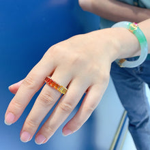 Load image into Gallery viewer, LUOWEND 18K Yellow Gold Natural Color Sapphire Ring for Women