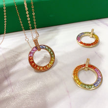 Load image into Gallery viewer, LUOWEND 18K Yellow Gold Natural Color Sapphire Necklace for Women