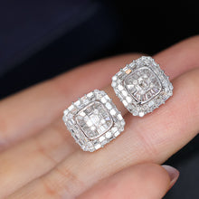 Load image into Gallery viewer, LUOWEND 18K White Gold Real Natural Diamond Stud Earrings for Women
