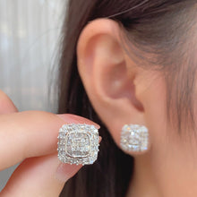 Load image into Gallery viewer, LUOWEND 18K White Gold Real Natural Diamond Stud Earrings for Women