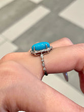 Load image into Gallery viewer, LUOWEND 18K White Gold Natural Turquoise Ring for Women