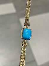 Load image into Gallery viewer, LUOWEND 18K Yellow Gold Natural Turquoise Necklace for Women