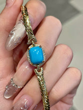 Load image into Gallery viewer, LUOWEND 18K Yellow Gold Natural Turquoise Necklace for Women