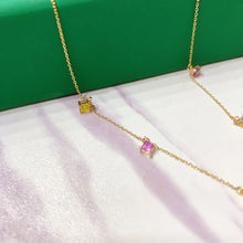 Load image into Gallery viewer, LUOWEND 18K Yellow Gold Natural Color Sapphire Necklace for Women