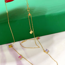 Load image into Gallery viewer, LUOWEND 18K Yellow Gold Natural Color Sapphire Necklace for Women