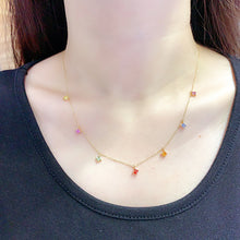 Load image into Gallery viewer, LUOWEND 18K Yellow Gold Natural Color Sapphire Necklace for Women