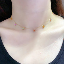 Load image into Gallery viewer, LUOWEND 18K Yellow Gold Natural Color Sapphire Necklace for Women
