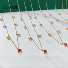 Load image into Gallery viewer, LUOWEND 18K Yellow Gold Natural Color Sapphire Necklace for Women