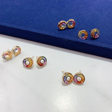 Load image into Gallery viewer, LUOWEND 18K Yellow Gold Natural Color Sapphire Earrings for Women
