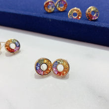 Load image into Gallery viewer, LUOWEND 18K Yellow Gold Natural Color Sapphire Earrings for Women