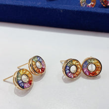 Load image into Gallery viewer, LUOWEND 18K Yellow Gold Natural Color Sapphire Earrings for Women