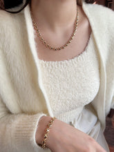 Load image into Gallery viewer, LUOWEND 18K Yellow Gold Bracelet&Necklace for Women