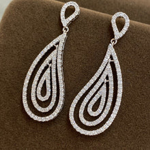 Load image into Gallery viewer, LUOWEND 18K White Gold Real Natural Diamond Drop Earrings for Women