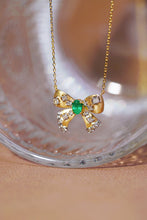 Load image into Gallery viewer, LUOWEND 18K Yellow Gold Real Natural Emerald and Diamond Gemstone Necklace for Women
